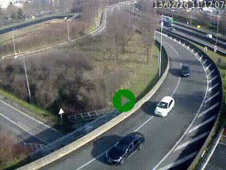 <h2>Caméra autoroute à la jonction entre l'A7 et la D301 (Boulevard urbain Sud de Lyon) à Feyzin, au sud de Lyon. Vue orientée vers Mions</h2>