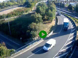 <h2>Caméra autoroute à la jonction entre l'A7 et la D301 (Boulevard urbain Sud de Lyon) à Feyzin, au sud de Lyon. Vue orientée vers Mions</h2>