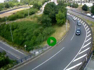 Caméra autoroute à la jonction entre l'A7 et la D301 (Boulevard urbain Sud de Lyon) à Feyzin, au sud de Lyon. Vue orientée vers Mions