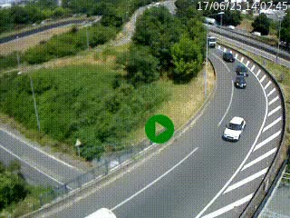 Caméra autoroute à la jonction entre l'A7 et la D301 (Boulevard urbain Sud de Lyon) à Feyzin, au sud de Lyon. Vue orientée vers Mions