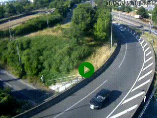 Caméra autoroute à la jonction entre l'A7 et la D301 (Boulevard urbain Sud de Lyon) à Feyzin, au sud de Lyon. Vue orientée vers Mions