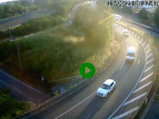 Caméra autoroute à la jonction entre l'A7 et la D301 (Boulevard urbain Sud de Lyon) à Feyzin, au sud de Lyon. Vue orientée vers Mions