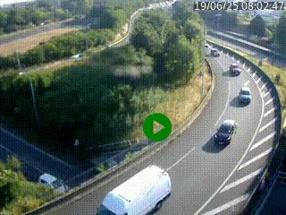 Caméra autoroute à la jonction entre l'A7 et la D301 (Boulevard urbain Sud de Lyon) à Feyzin, au sud de Lyon. Vue orientée vers Mions