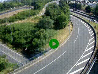 Caméra autoroute à la jonction entre l'A7 et la D301 (Boulevard urbain Sud de Lyon) à Feyzin, au sud de Lyon. Vue orientée vers Mions