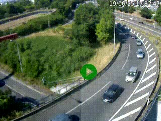 Caméra autoroute à la jonction entre l'A7 et la D301 (Boulevard urbain Sud de Lyon) à Feyzin, au sud de Lyon. Vue orientée vers Mions
