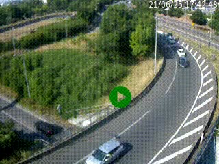 Caméra autoroute à la jonction entre l'A7 et la D301 (Boulevard urbain Sud de Lyon) à Feyzin, au sud de Lyon. Vue orientée vers Mions