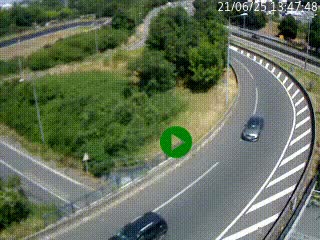Caméra autoroute à la jonction entre l'A7 et la D301 (Boulevard urbain Sud de Lyon) à Feyzin, au sud de Lyon. Vue orientée vers Mions