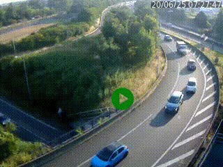 Caméra autoroute à la jonction entre l'A7 et la D301 (Boulevard urbain Sud de Lyon) à Feyzin, au sud de Lyon. Vue orientée vers Mions