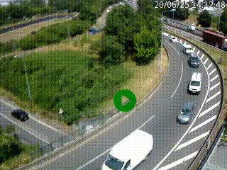 Caméra autoroute à la jonction entre l'A7 et la D301 (Boulevard urbain Sud de Lyon) à Feyzin, au sud de Lyon. Vue orientée vers Mions