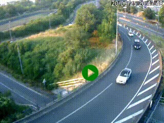Caméra autoroute à la jonction entre l'A7 et la D301 (Boulevard urbain Sud de Lyon) à Feyzin, au sud de Lyon. Vue orientée vers Mions