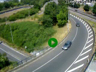 Caméra autoroute à la jonction entre l'A7 et la D301 (Boulevard urbain Sud de Lyon) à Feyzin, au sud de Lyon. Vue orientée vers Mions