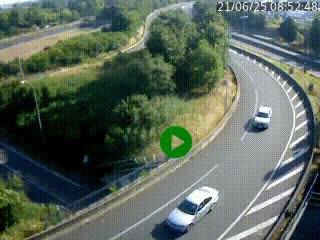 Caméra autoroute à la jonction entre l'A7 et la D301 (Boulevard urbain Sud de Lyon) à Feyzin, au sud de Lyon. Vue orientée vers Mions