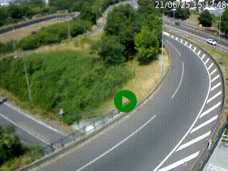 Caméra autoroute à la jonction entre l'A7 et la D301 (Boulevard urbain Sud de Lyon) à Feyzin, au sud de Lyon. Vue orientée vers Mions