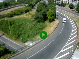 Caméra autoroute à la jonction entre l'A7 et la D301 (Boulevard urbain Sud de Lyon) à Feyzin, au sud de Lyon. Vue orientée vers Mions