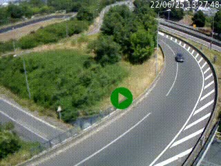 Caméra autoroute à la jonction entre l'A7 et la D301 (Boulevard urbain Sud de Lyon) à Feyzin, au sud de Lyon. Vue orientée vers Mions