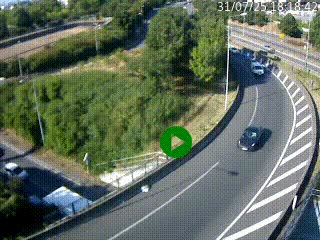 Caméra autoroute à la jonction entre l'A7 et la D301 (Boulevard urbain Sud de Lyon) à Feyzin, au sud de Lyon. Vue orientée vers Mions