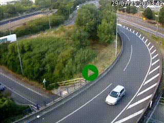 Caméra autoroute à la jonction entre l'A7 et la D301 (Boulevard urbain Sud de Lyon) à Feyzin, au sud de Lyon. Vue orientée vers Mions