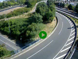Caméra autoroute à la jonction entre l'A7 et la D301 (Boulevard urbain Sud de Lyon) à Feyzin, au sud de Lyon. Vue orientée vers Mions