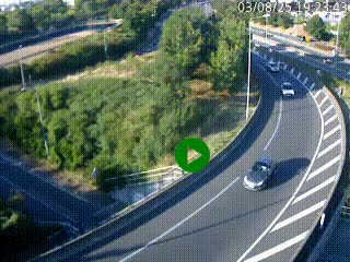 Caméra autoroute à la jonction entre l'A7 et la D301 (Boulevard urbain Sud de Lyon) à Feyzin, au sud de Lyon. Vue orientée vers Mions