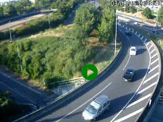 Caméra autoroute à la jonction entre l'A7 et la D301 (Boulevard urbain Sud de Lyon) à Feyzin, au sud de Lyon. Vue orientée vers Mions