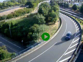 Caméra autoroute à la jonction entre l'A7 et la D301 (Boulevard urbain Sud de Lyon) à Feyzin, au sud de Lyon. Vue orientée vers Mions