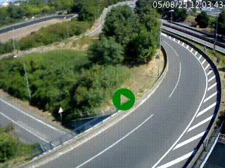 Caméra autoroute à la jonction entre l'A7 et la D301 (Boulevard urbain Sud de Lyon) à Feyzin, au sud de Lyon. Vue orientée vers Mions