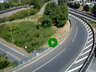 Caméra autoroute à la jonction entre l'A7 et la D301 (Boulevard urbain Sud de Lyon) à Feyzin, au sud de Lyon. Vue orientée vers Mions