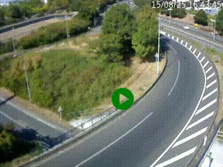 Caméra autoroute à la jonction entre l'A7 et la D301 (Boulevard urbain Sud de Lyon) à Feyzin, au sud de Lyon. Vue orientée vers Mions