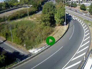 Caméra autoroute à la jonction entre l'A7 et la D301 (Boulevard urbain Sud de Lyon) à Feyzin, au sud de Lyon. Vue orientée vers Mions