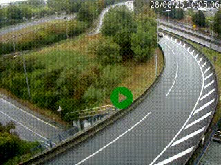 Caméra autoroute à la jonction entre l'A7 et la D301 (Boulevard urbain Sud de Lyon) à Feyzin, au sud de Lyon. Vue orientée vers Mions