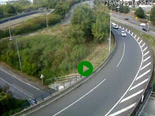 Caméra autoroute à la jonction entre l'A7 et la D301 (Boulevard urbain Sud de Lyon) à Feyzin, au sud de Lyon. Vue orientée vers Mions