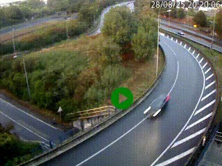 Caméra autoroute à la jonction entre l'A7 et la D301 (Boulevard urbain Sud de Lyon) à Feyzin, au sud de Lyon. Vue orientée vers Mions