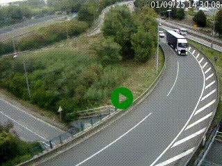 Caméra autoroute à la jonction entre l'A7 et la D301 (Boulevard urbain Sud de Lyon) à Feyzin, au sud de Lyon. Vue orientée vers Mions