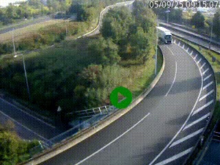 Caméra autoroute à la jonction entre l'A7 et la D301 (Boulevard urbain Sud de Lyon) à Feyzin, au sud de Lyon. Vue orientée vers Mions