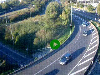 Caméra autoroute à la jonction entre l'A7 et la D301 (Boulevard urbain Sud de Lyon) à Feyzin, au sud de Lyon. Vue orientée vers Mions