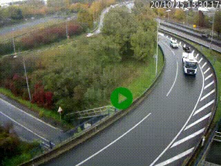 <h2>Caméra autoroute à la jonction entre l'A7 et la D301 (Boulevard urbain Sud de Lyon) à Feyzin, au sud de Lyon. Vue orientée vers Mions</h2>