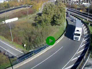 <h2>Caméra autoroute à la jonction entre l'A7 et la D301 (Boulevard urbain Sud de Lyon) à Feyzin, au sud de Lyon. Vue orientée vers Mions</h2>