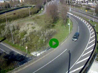 Caméra autoroute à la jonction entre l'A7 et la D301 (Boulevard urbain Sud de Lyon) à Feyzin, au sud de Lyon. Vue orientée vers Mions