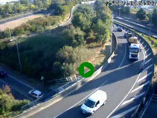 <h2>Caméra autoroute à la jonction entre l'A7 et la D301 (Boulevard urbain Sud de Lyon) à Feyzin, au sud de Lyon. Vue orientée vers Mions</h2>