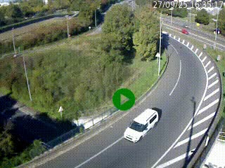 Caméra autoroute à la jonction entre l'A7 et la D301 (Boulevard urbain Sud de Lyon) à Feyzin, au sud de Lyon. Vue orientée vers Mions