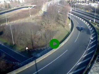 Caméra autoroute à la jonction entre l'A7 et la D301 (Boulevard urbain Sud de Lyon) à Feyzin, au sud de Lyon. Vue orientée vers Mions