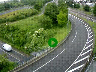 Caméra autoroute à la jonction entre l'A7 et la D301 (Boulevard urbain Sud de Lyon) à Feyzin, au sud de Lyon. Vue orientée vers Mions