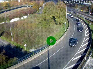 <h2>Caméra autoroute à la jonction entre l'A7 et la D301 (Boulevard urbain Sud de Lyon) à Feyzin, au sud de Lyon. Vue orientée vers Mions</h2>