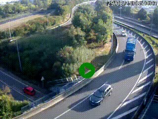 <h2>Caméra autoroute à la jonction entre l'A7 et la D301 (Boulevard urbain Sud de Lyon) à Feyzin, au sud de Lyon. Vue orientée vers Mions</h2>