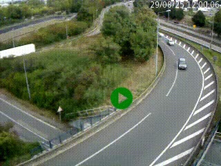 <h2>Caméra autoroute à la jonction entre l'A7 et la D301 (Boulevard urbain Sud de Lyon) à Feyzin, au sud de Lyon. Vue orientée vers Mions</h2>