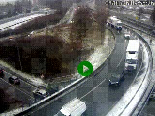 Caméra autoroute à la jonction entre l'A7 et la D301 (Boulevard urbain Sud de Lyon) à Feyzin, au sud de Lyon. Vue orientée vers Mions