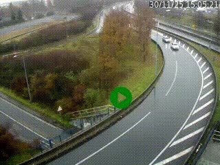 Caméra autoroute à la jonction entre l'A7 et la D301 (Boulevard urbain Sud de Lyon) à Feyzin, au sud de Lyon. Vue orientée vers Mions
