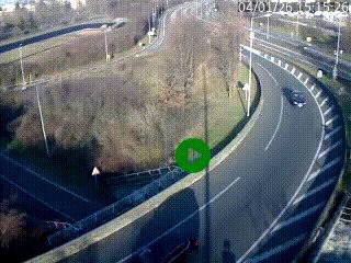 <h2>Caméra autoroute à la jonction entre l'A7 et la D301 (Boulevard urbain Sud de Lyon) à Feyzin, au sud de Lyon. Vue orientée vers Mions</h2>