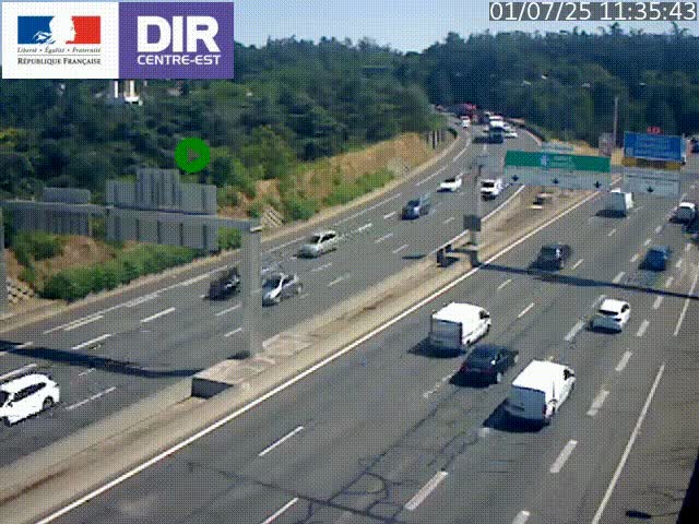 Caméra de circulation routière sur le boulevard périphérique Laurent Bonnevay de Lyon (D383) à hauteur de Bron, avant la jonction avec l'A43. Vue orientée vers l'échangeur
