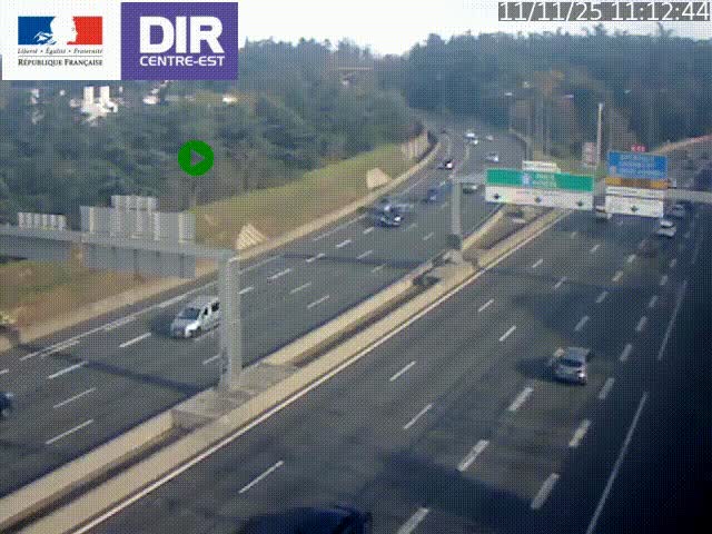 Caméra de circulation routière sur le boulevard périphérique Laurent Bonnevay de Lyon (D383) à hauteur de Bron, avant la jonction avec l'A43. Vue orientée vers l'échangeur